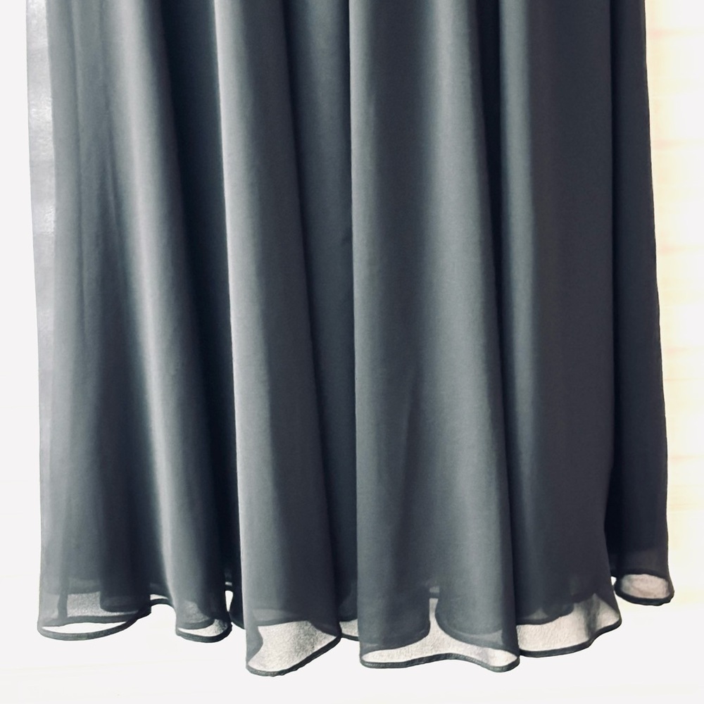 Heavenly Hues Black Maxi Dress Romantic Chiffon Flowing plunging V-neckline Sz S - Picture 7 of 9